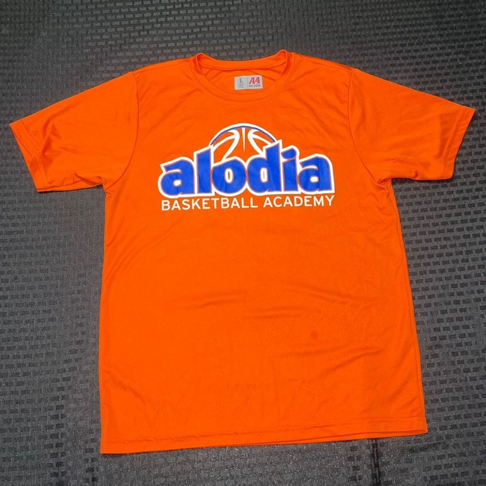 A4 Boys Orange Basketball T-Shirt Size L EUC